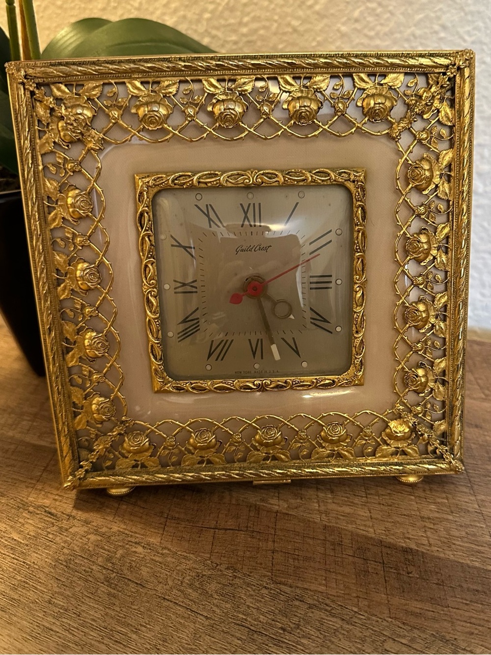 Hollywood Regency - Rococo Mantel Clock Ormolu Gold Ornate NOT Working